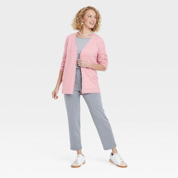 A New Day - Women's Cable Cardigan - A New Day Pink S Pink - Picture 3 of 3